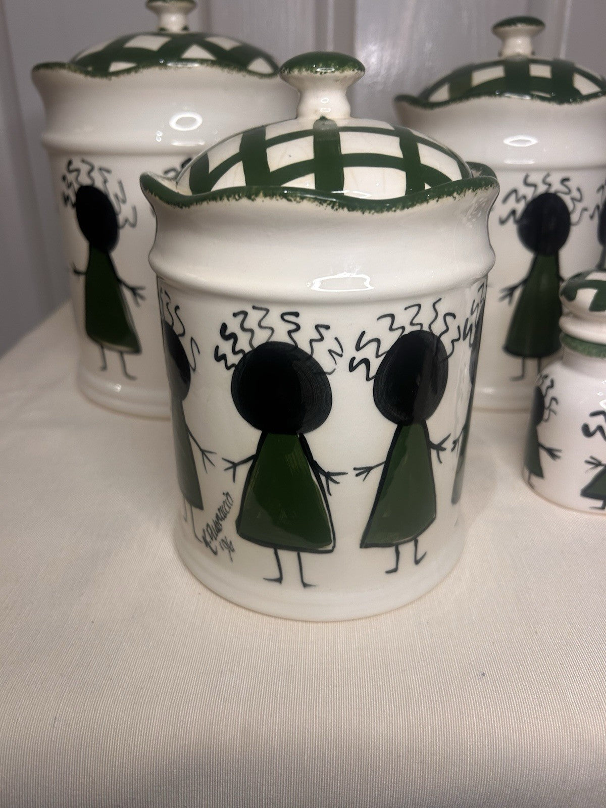 Kerry Alderuccio Hand Painted Canister Set – 6pc Ceramic Kitchen Storage 