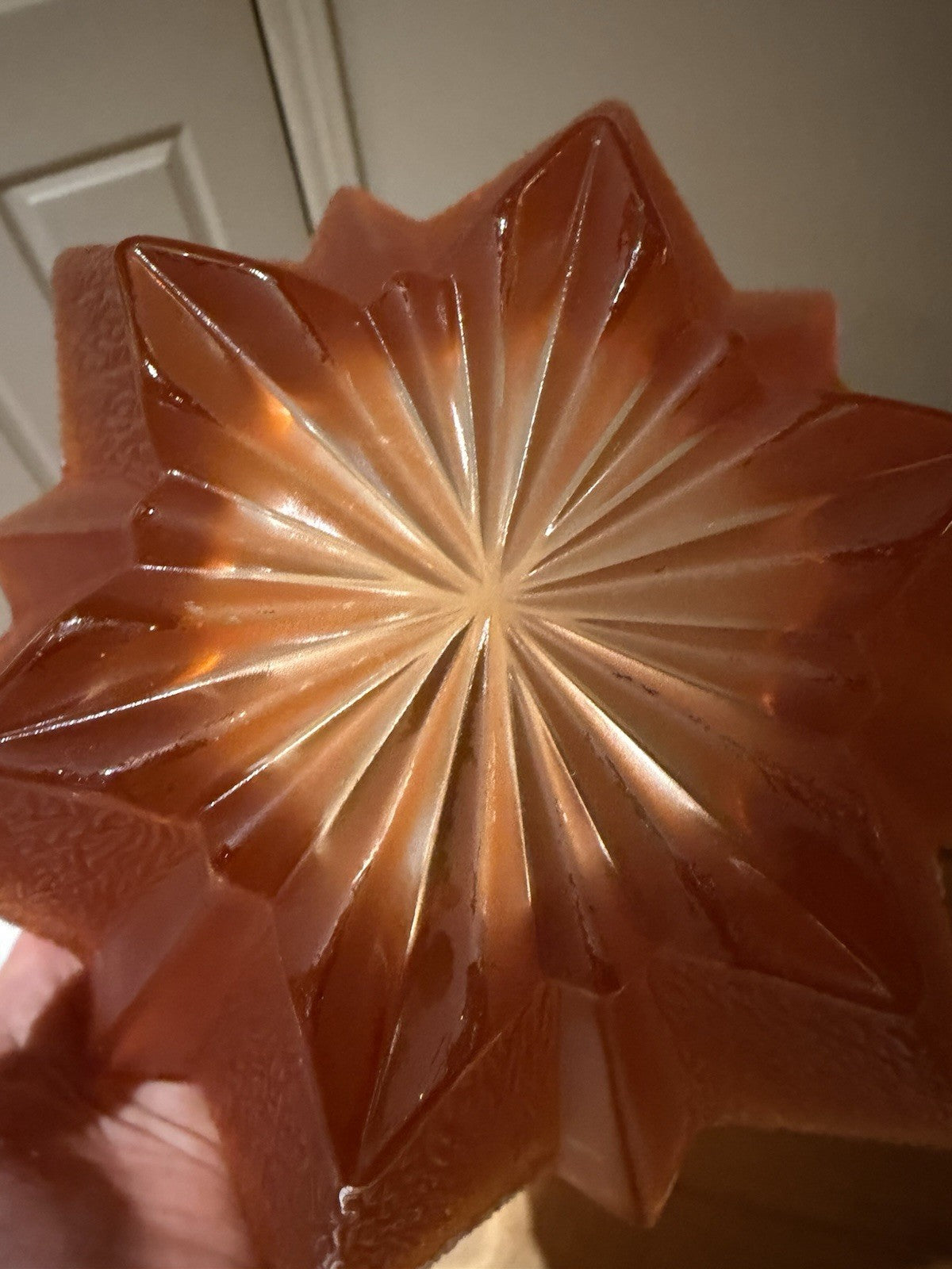 Vintage Walther Glas Star Bowl Orange Bark Glass Germany MCM 34cm