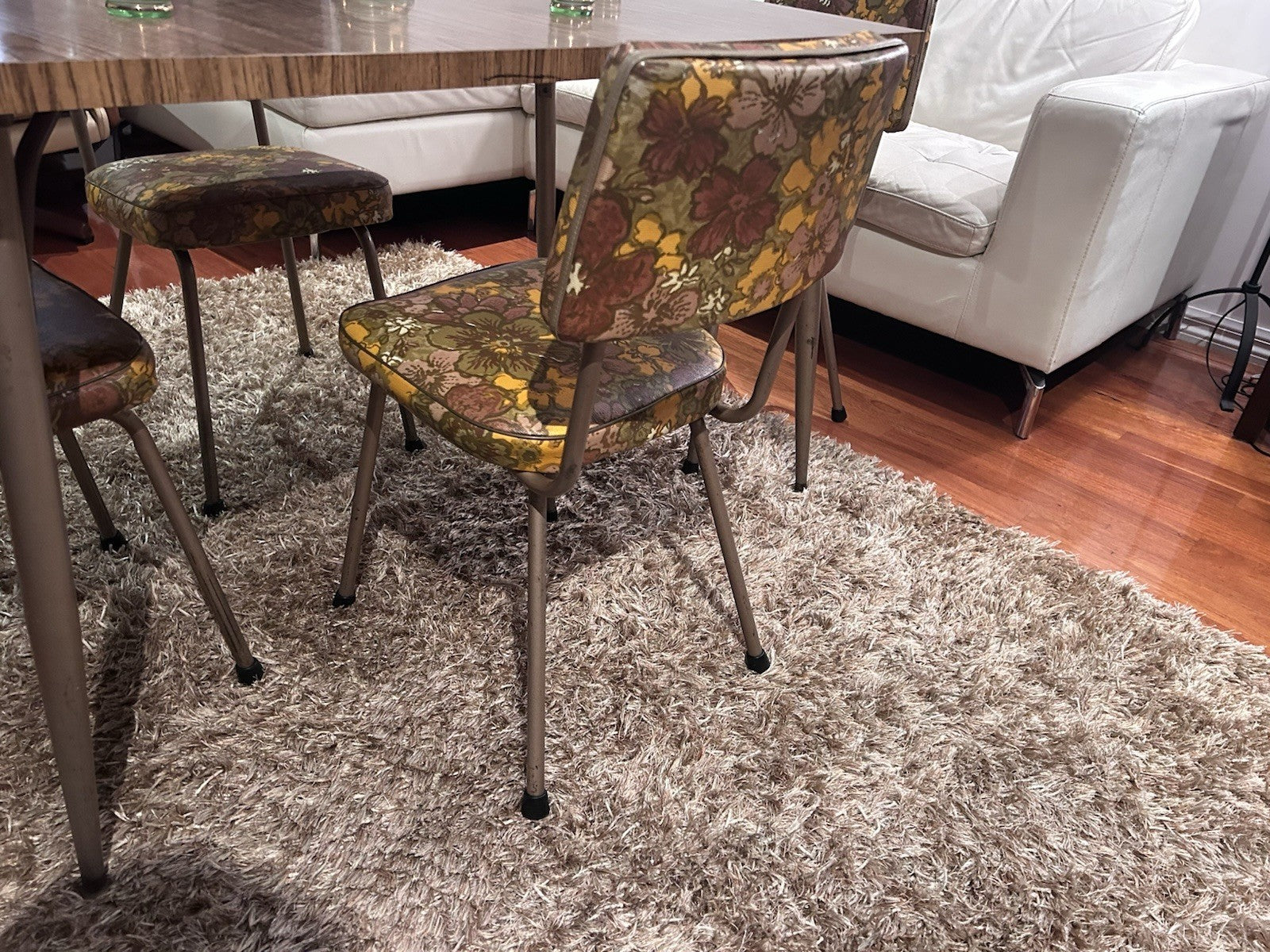 1960s Retro Dining Set Laminate Table + 6 Floral Chairs Cowes Original