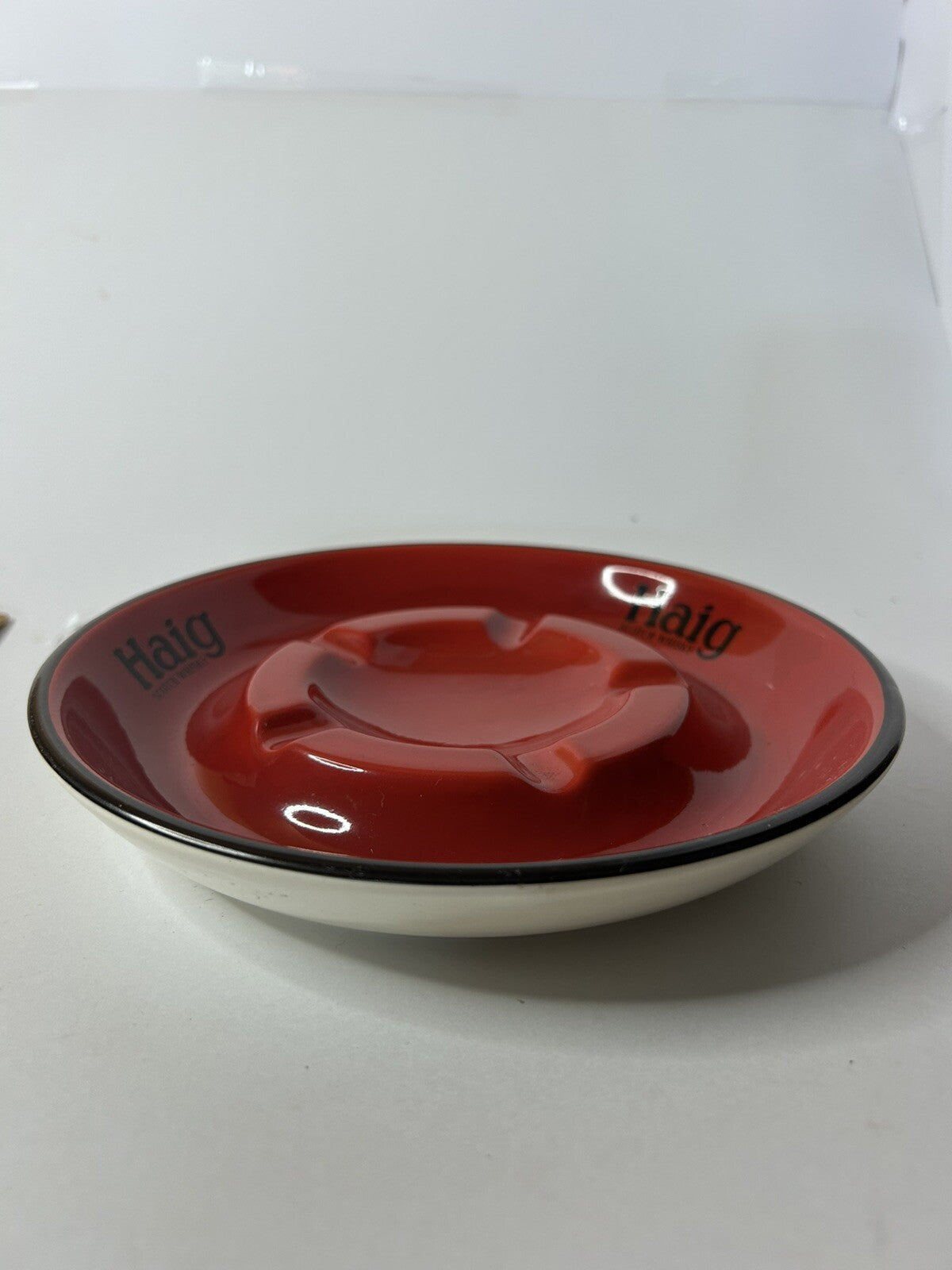 Vintage Haig Scotch Whisky 8" Ashtray Red Round Ceramic Carlton Ware England