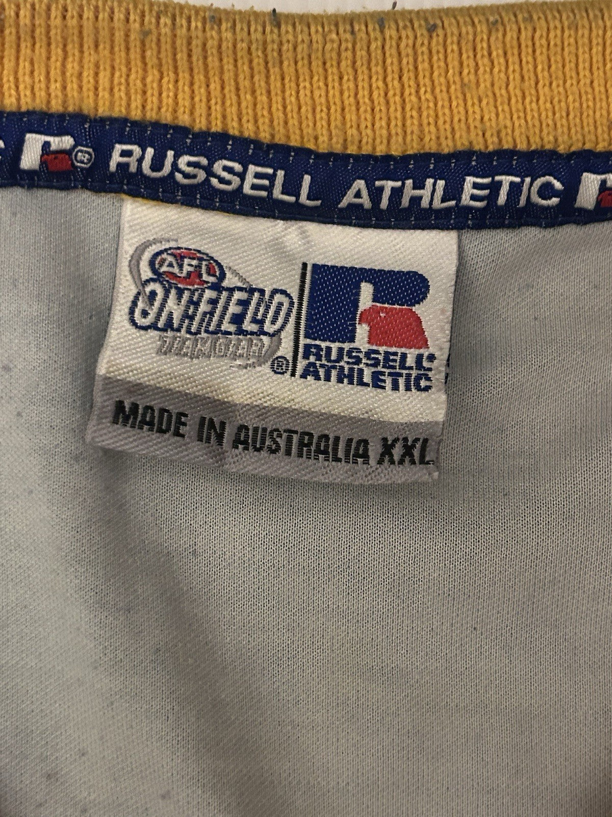 Vintage Brisbane Lions AFL Guernsey XXL Russell Athletic AAPT Early 2000s