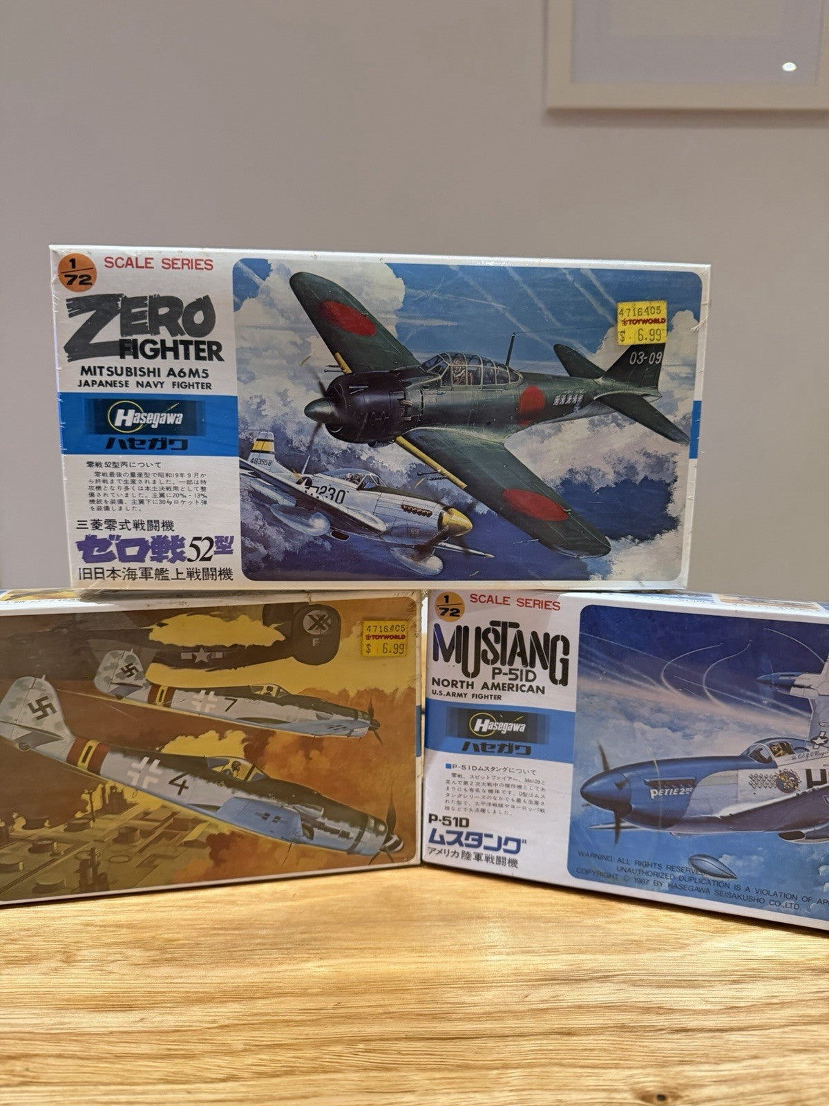 Hasegawa 1/72 Zero Fighter Mustang P-51D Fw190D Factory Sealed Model Kit Lot