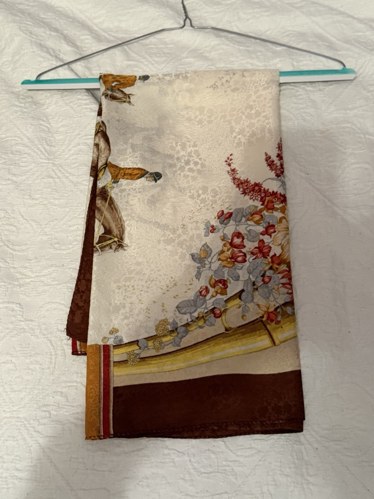 Renato Balestra Blu di Balestra Vintage Silk Scarf Equestrian Hunt Italy