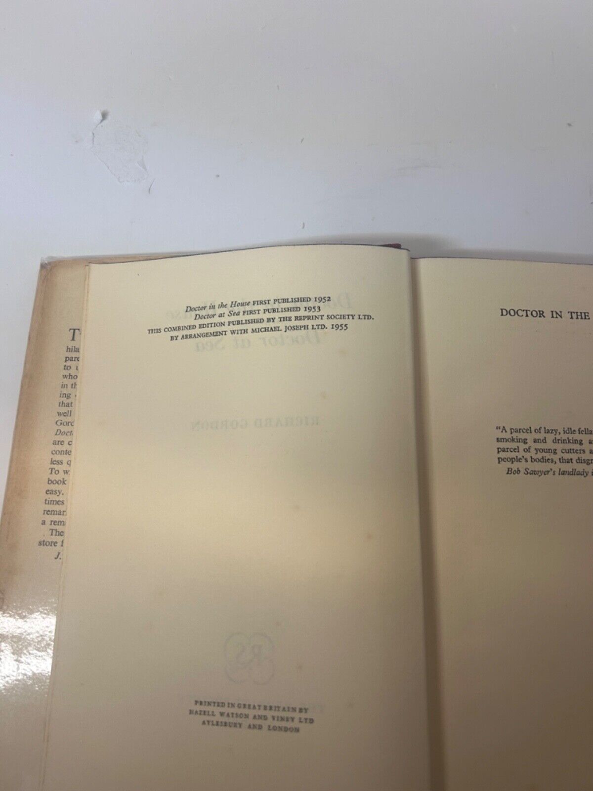 Doctor In The House And At Sea Richard Gordon Hardcover 1955 Reprint Society