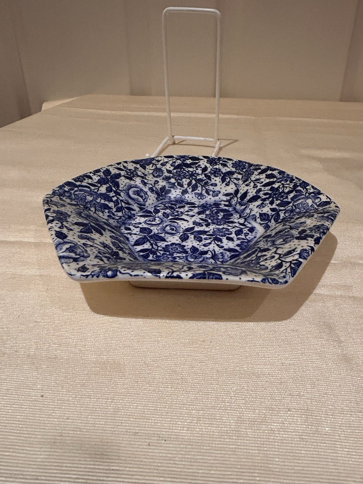 Vintage English Style Blue & White Floral Jug & Dish c1950s Transferware 