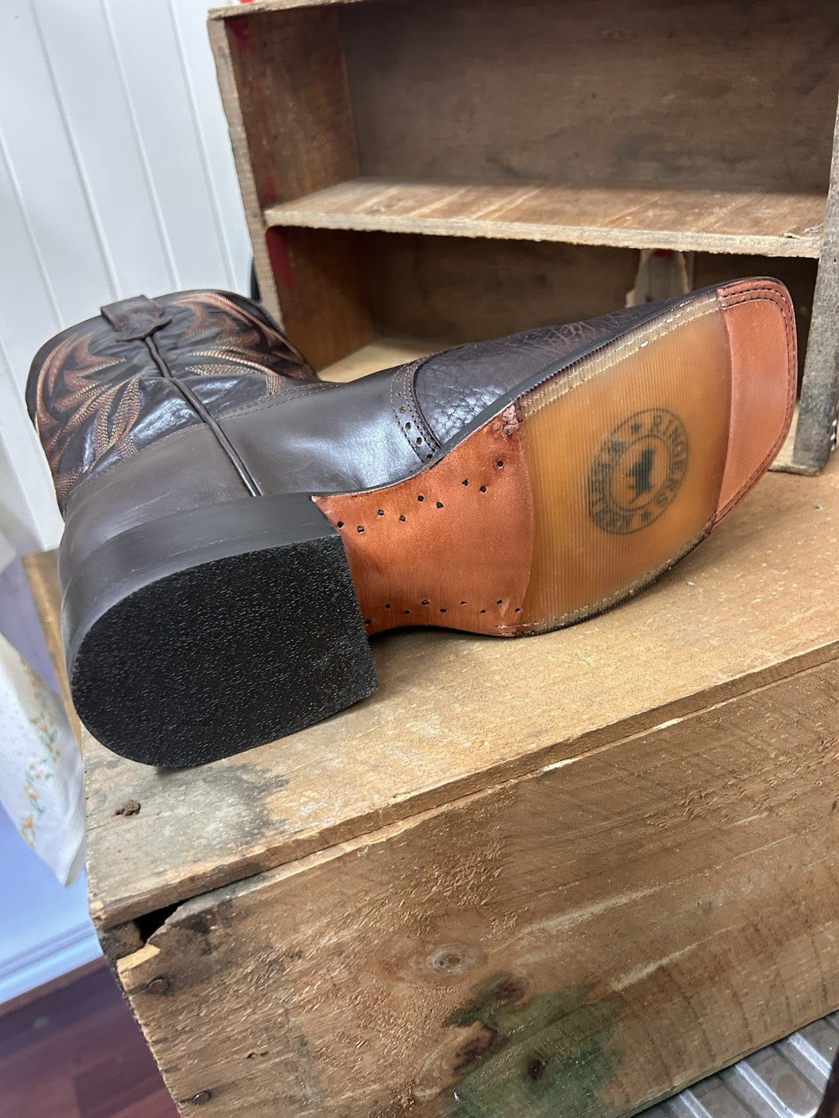 Ringers Western Cowboy Longreach Boots Size 10 EE Brown Leather Made in Mexico