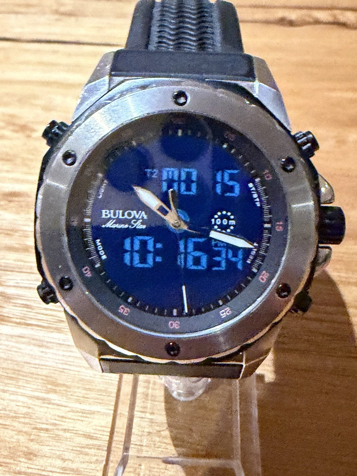 Bulova Marine Star 98C119 Ana Digital Men’s Watch 100M New Batteries