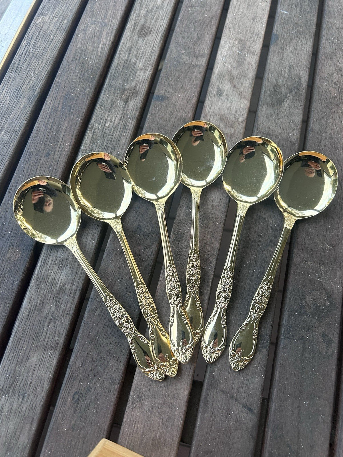 Vintage Gold Stainless Steel 49pc Cutlery Set Japan Ornate Floral Pattern