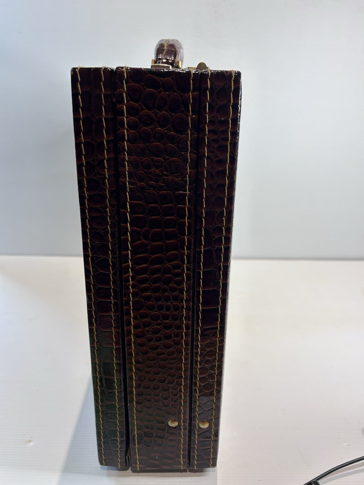 Vintage Faux Croc Leather Briefcase with Combo Lock – Retro Executive Case