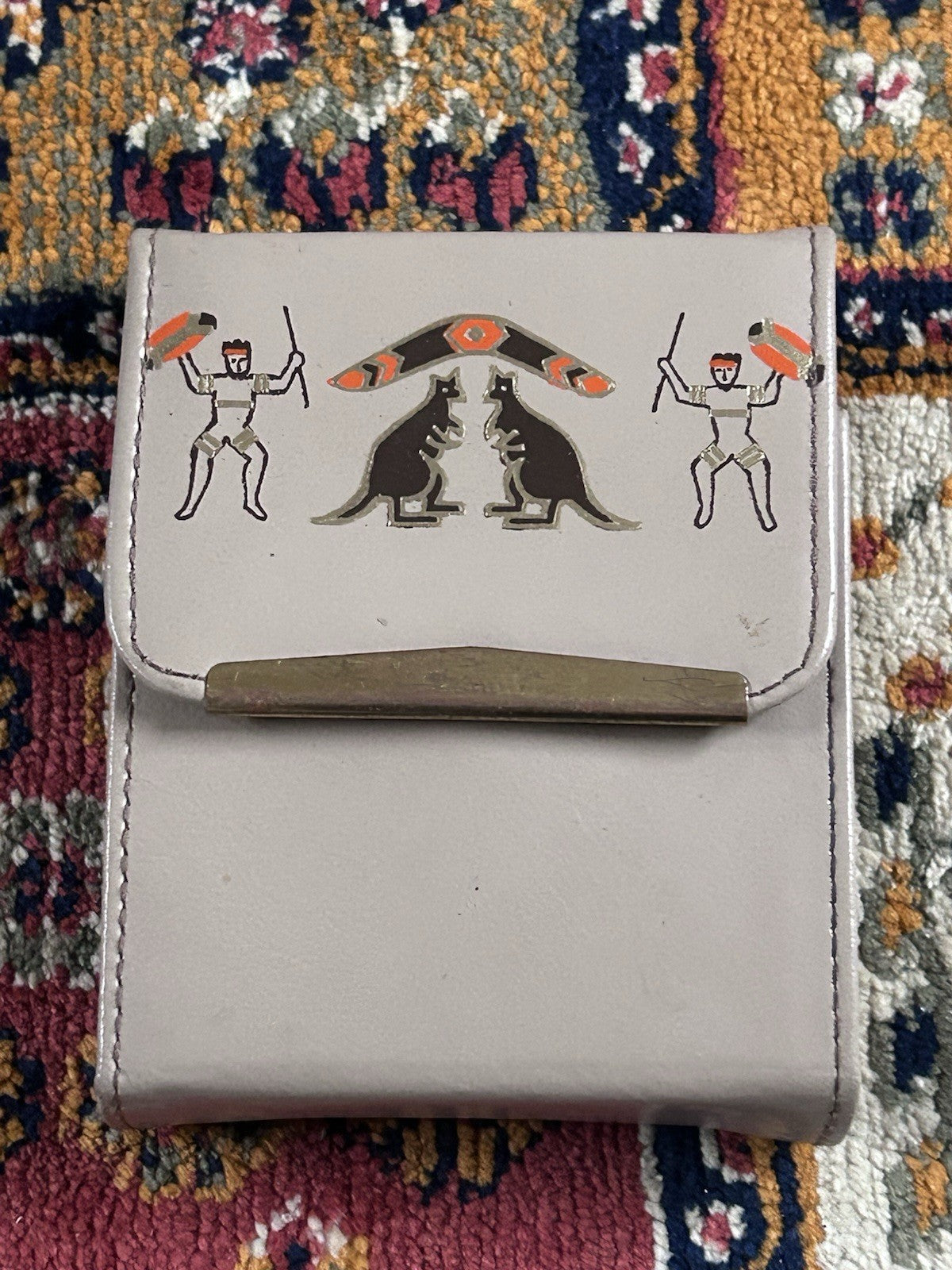 Vintage Australiana Souvenir Playing Cards Kangaroo Leather Case c1960s