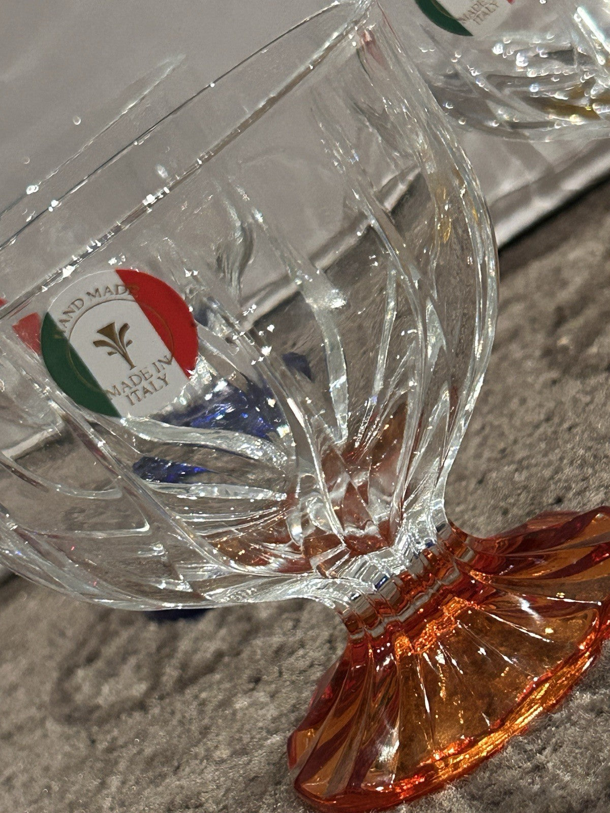 Le Rose Handmade Italian Crystal Dessert Set 7pc Macedonia Trix Boxed 