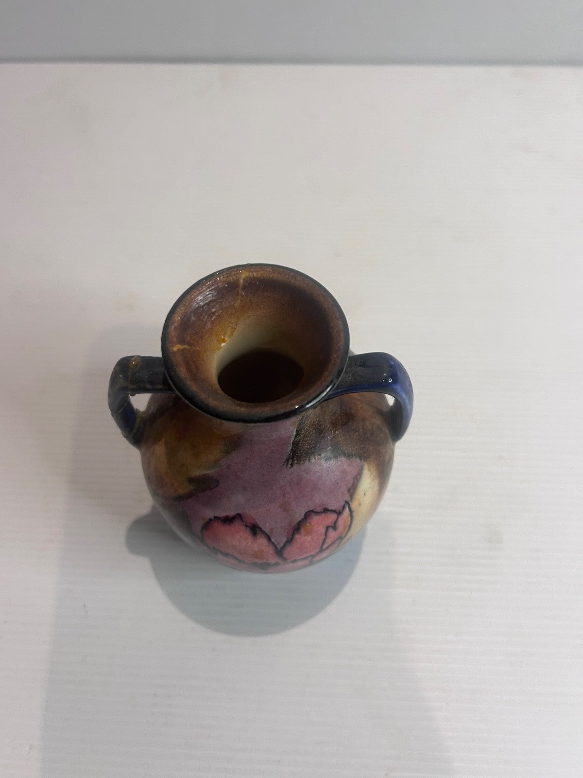 H&K Tunstall Art Pottery Vase Handpainted Floral 13cm England - Repair