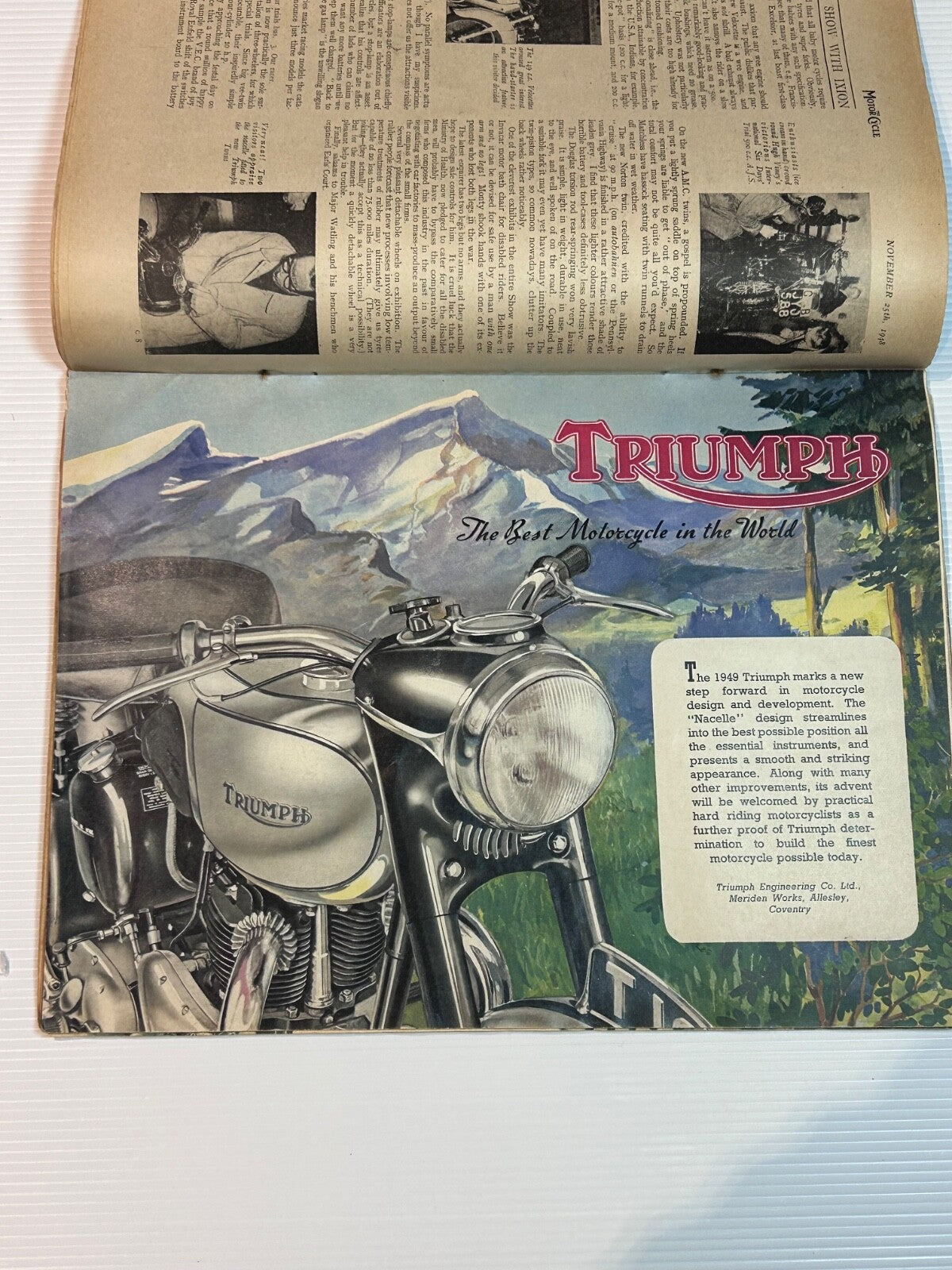 The Motor Cycle Magazine 1948 London Show Report BSA Norton Ariel ORIGINAL