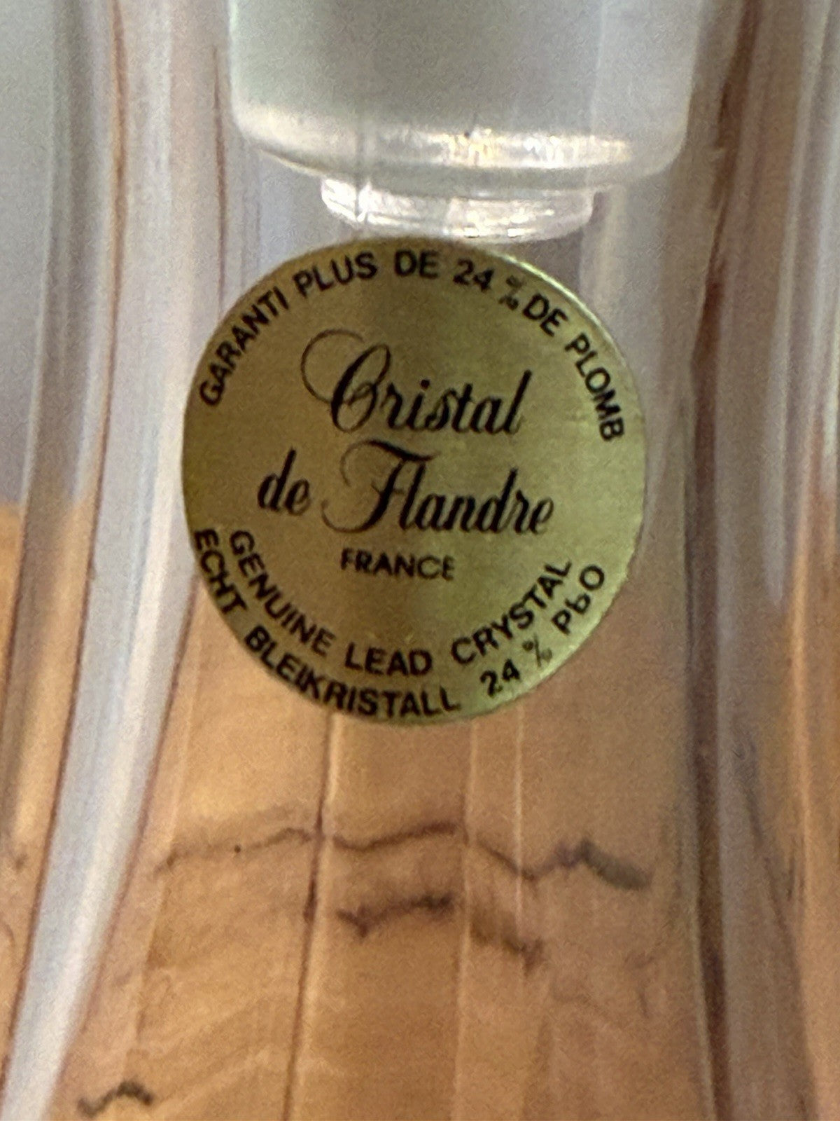 Cristal de Flandre France 24% Lead Crystal Decanter Stopper Vintage 27cm