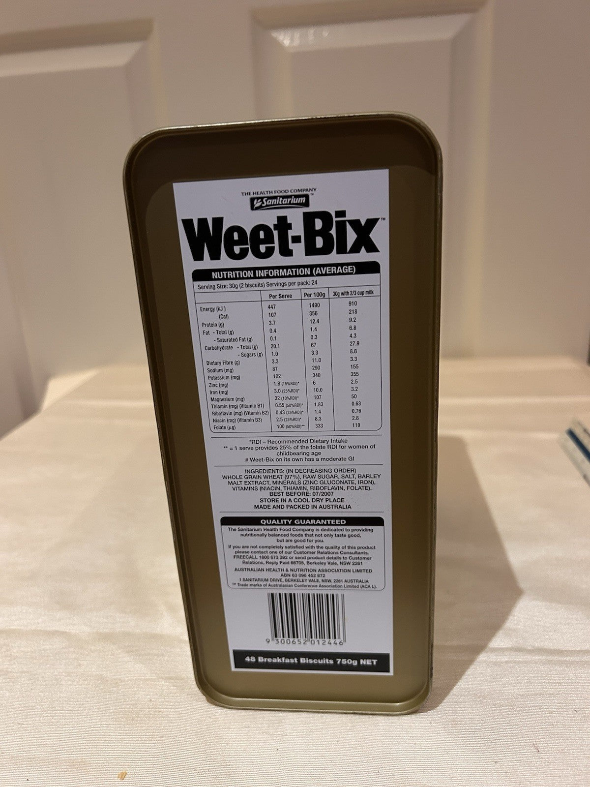 Weet-Bix Limited Edition Collectors Tin 2006/07 Australian Cricket Empty