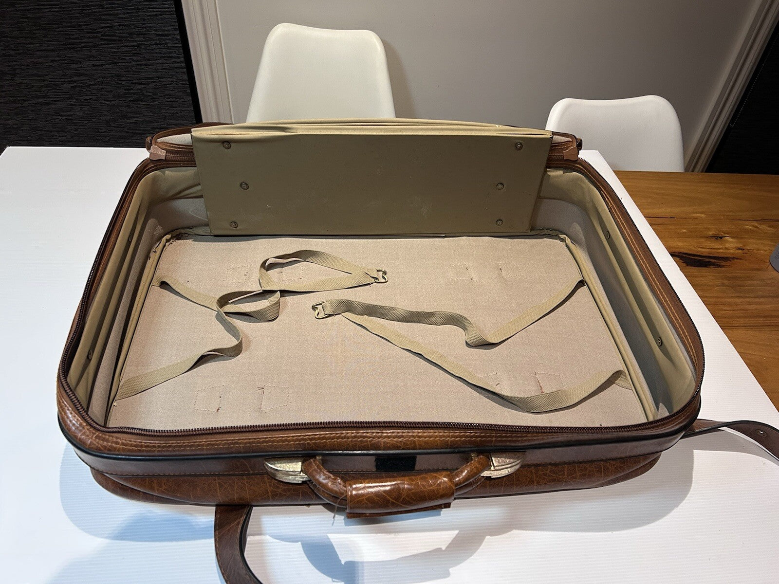 Vintage Falcon Faux leather Suitcase Retro Brown Travel Bag