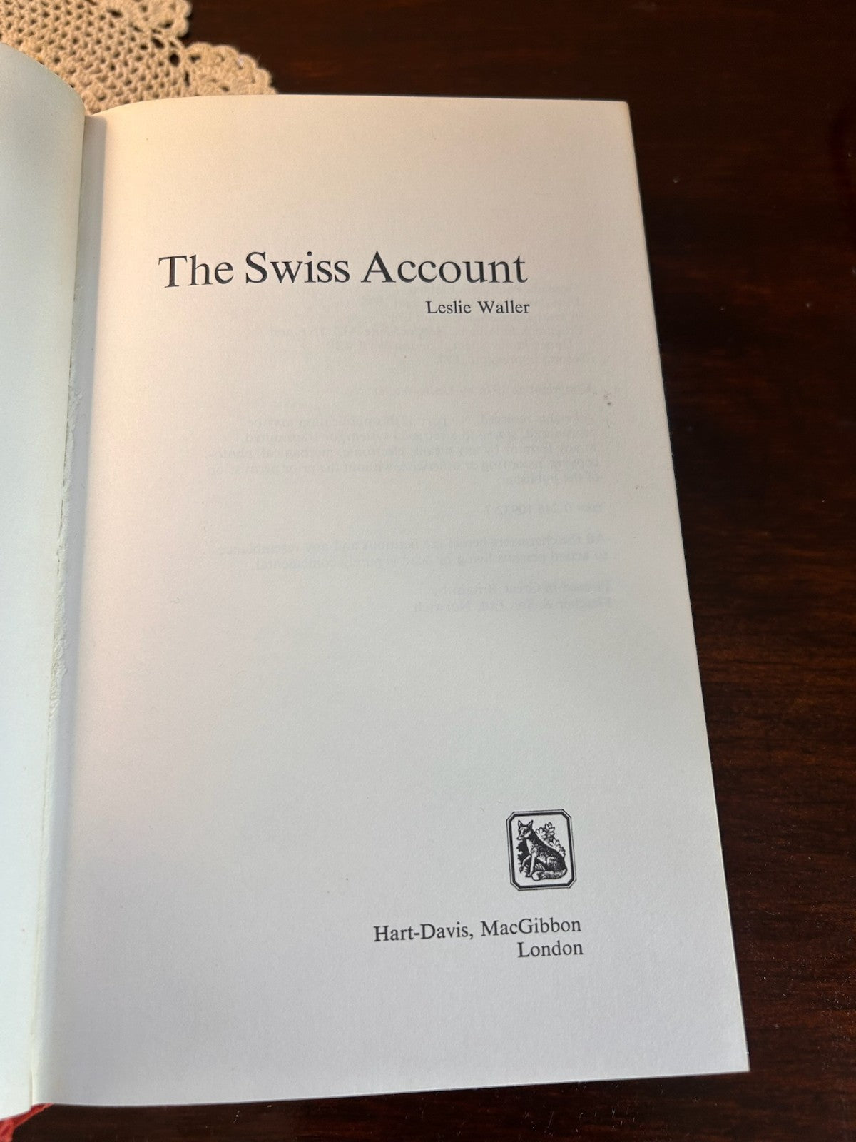 The Swiss Account Leslie Waller 1977 Hardcover Hart-Davis MacGibbon