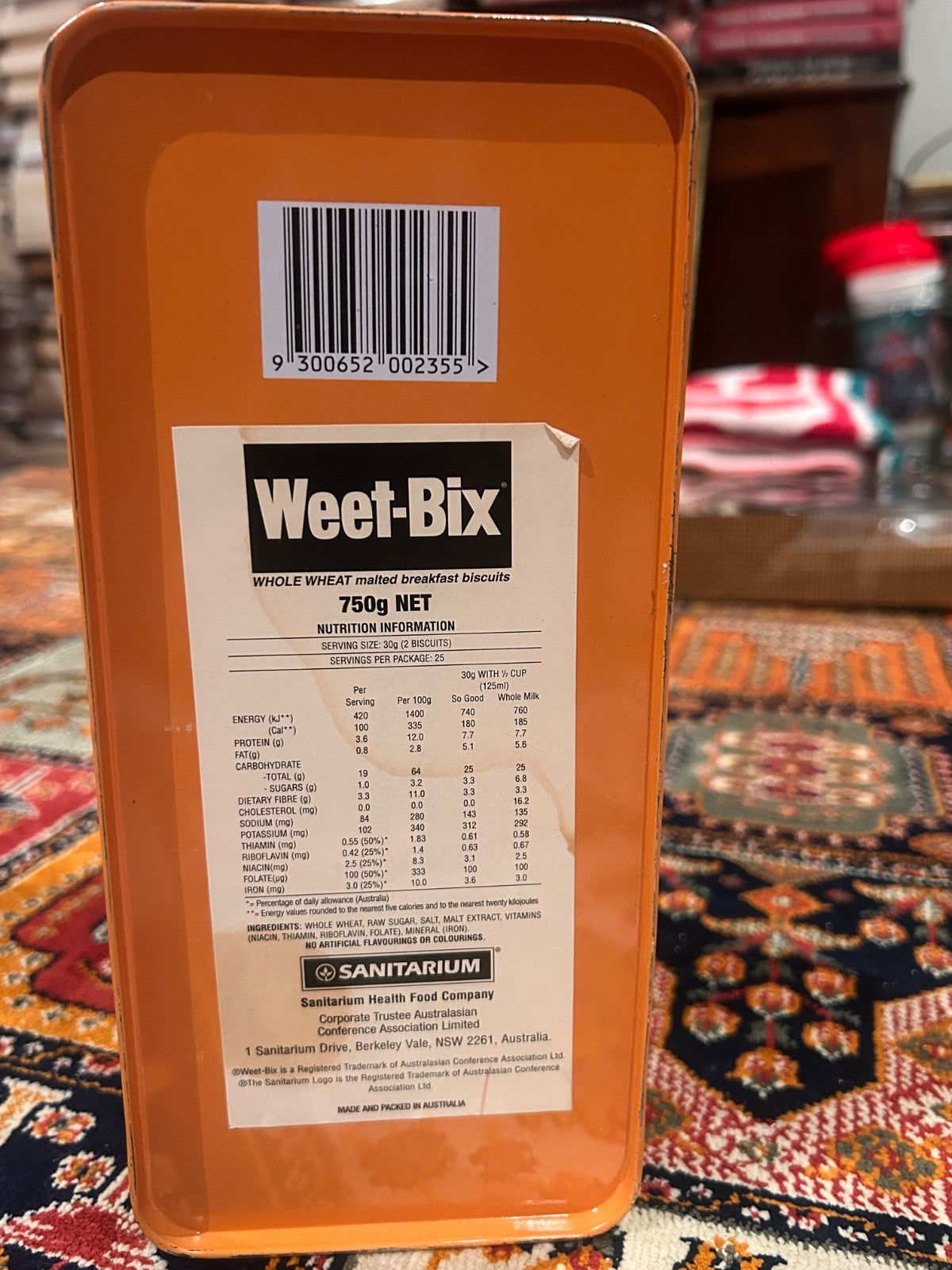 Weet-Bix Collectible Tin 1997 Retro Advertising Cereal Box Sanitarium Australian