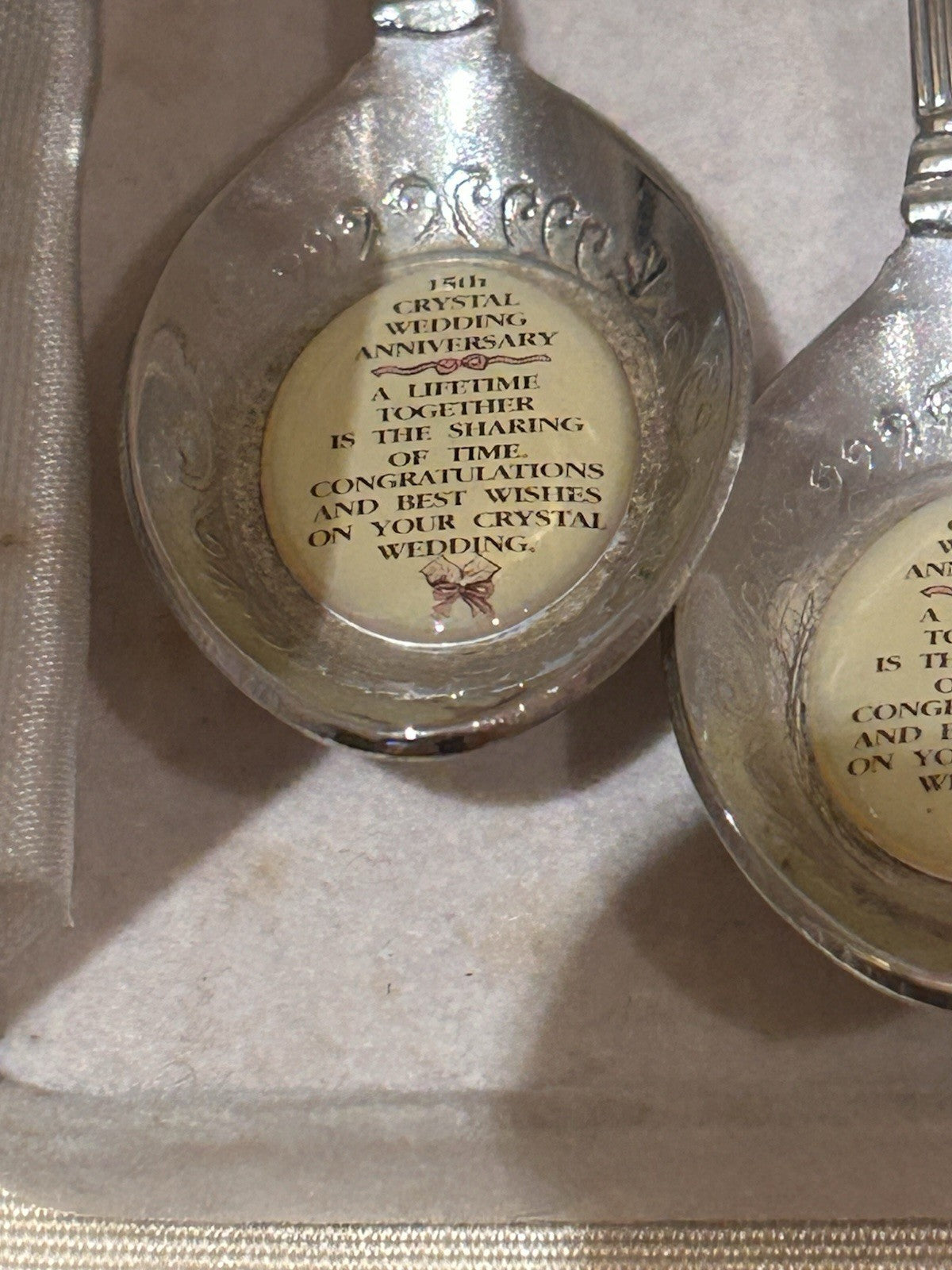 Vintage Crystal Wedding Anniversary Souvenir Spoons Pair Australian Gallery