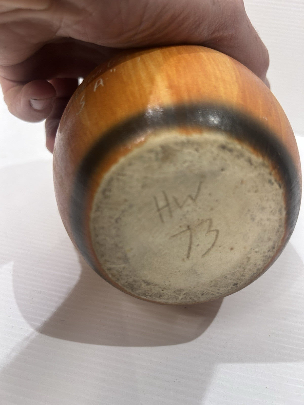 Vintage Nullarbor SA Pottery Vase – Aboriginal Style Motif – Signed HW 1973
