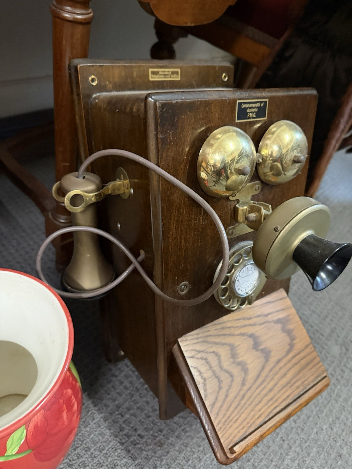 PMG Wall Telephone STC Timber Magneto Phone Commonwealth Australia Works Pre NBN