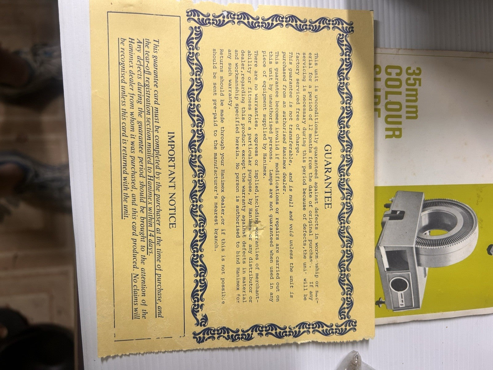 Hanimex Rondette 35mm Colour Slide Projector 1973 Boxed Working w/ Papers