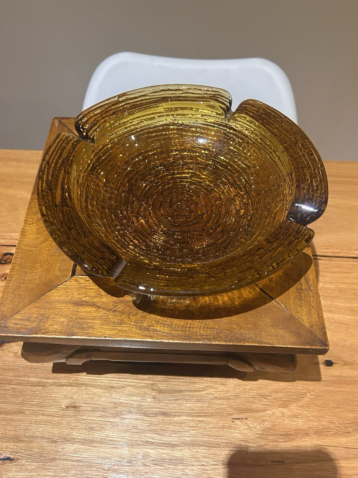 Vintage Anchor Hocking 8.5 Inch Amber Soreno Cigar/Cigarette Ashtray MCM 1960’s