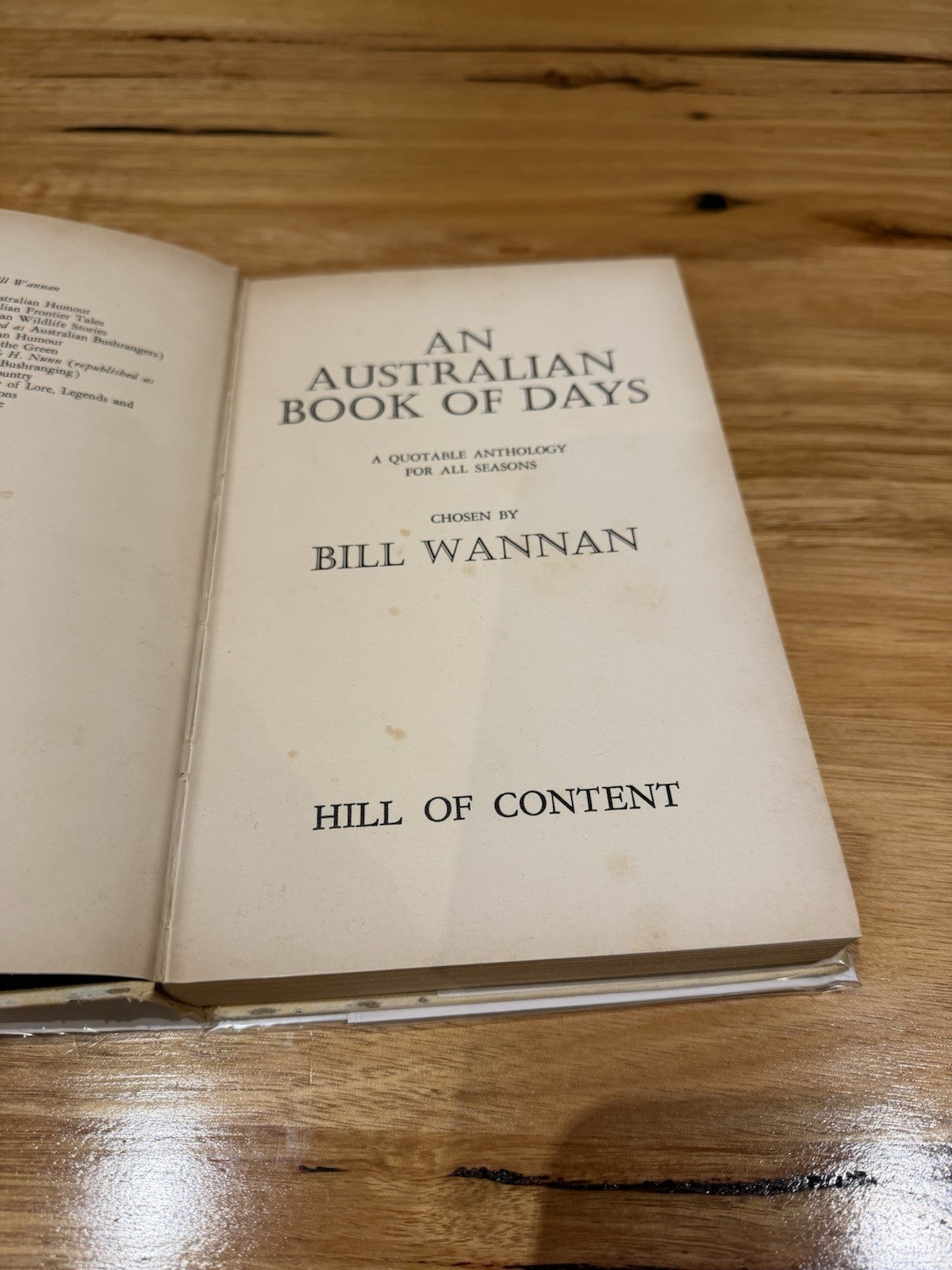 Bill Wannan An Australian Book of Days 1970 1st Ed HC DJ Australiana Anthology