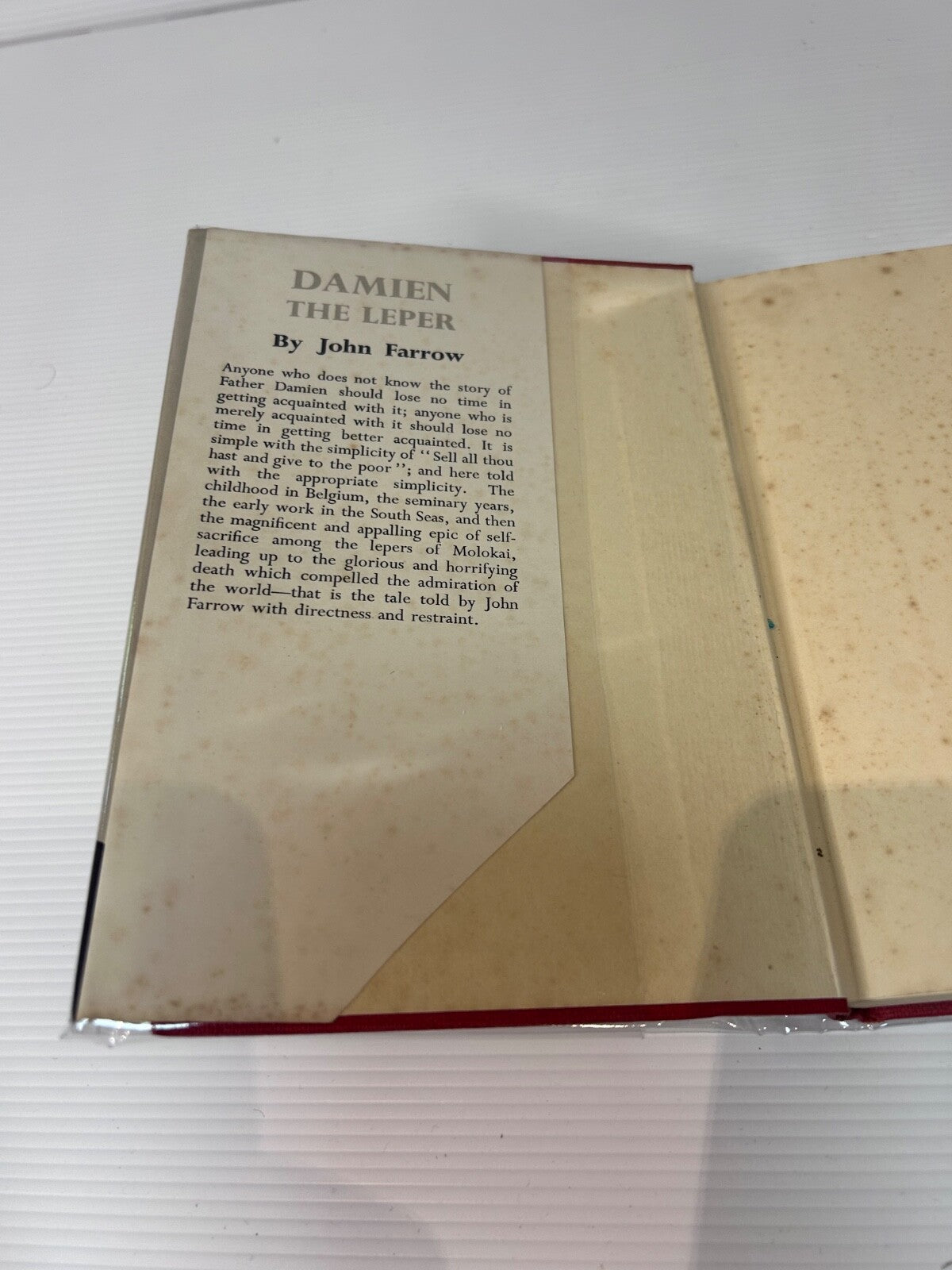 Damien the Leper John Farrow 1955 HC DJ 1st Ed Sheed & Ward Catholic Biography