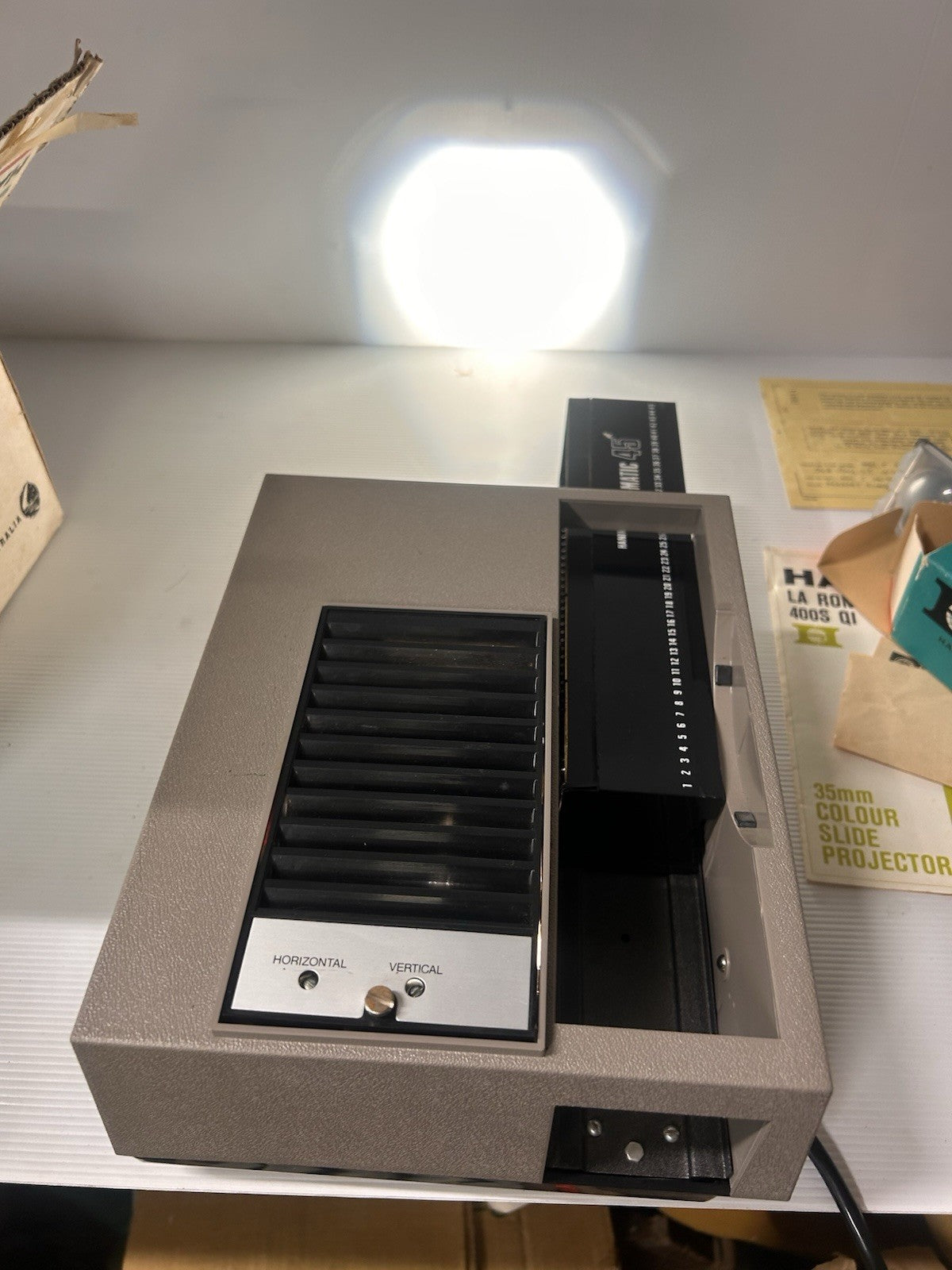 Hanimex Rondette 35mm Colour Slide Projector 1973 Boxed Working w/ Papers
