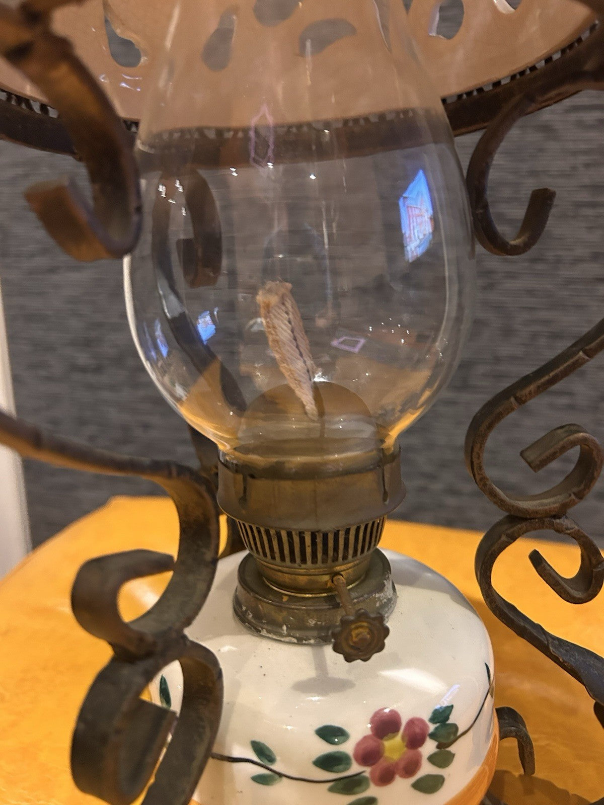 Vintage Italian Style Ceramic & Wrought Iron Oil Lamp – Tuscan Revival 1970s