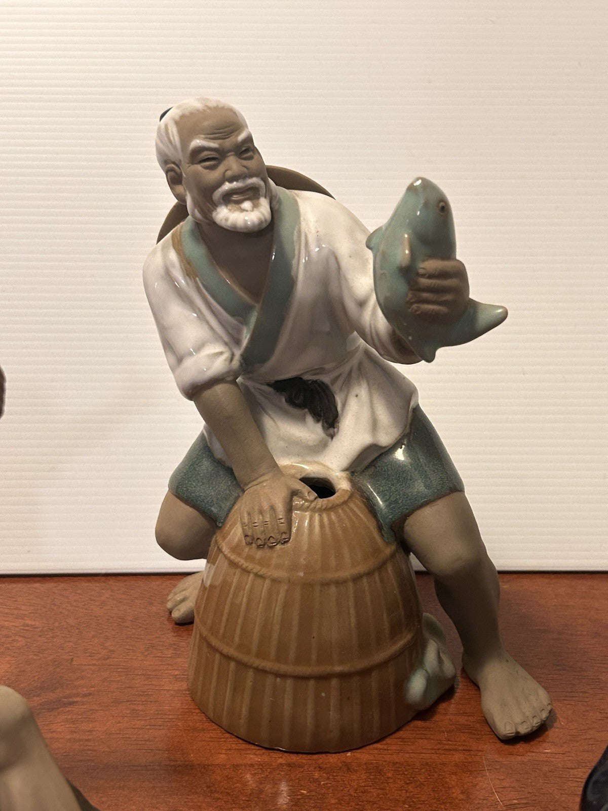 Shiwan Mudman Figurines Set of 5 Woh Jeong/Wan Jiang China Pottery 1950s–70s