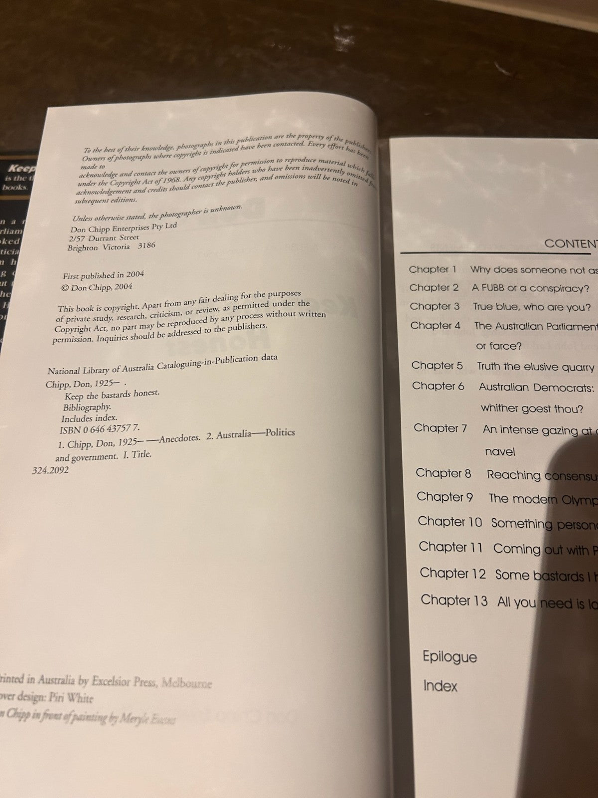 Keep the Bastards Honest – Don Chipp | First First Edition Hardcover w/ Dust Jac