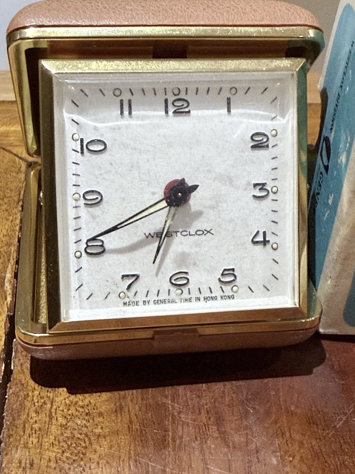Westclox Travel Alarm Clock w Box Vintage Folding Case Hong Kong