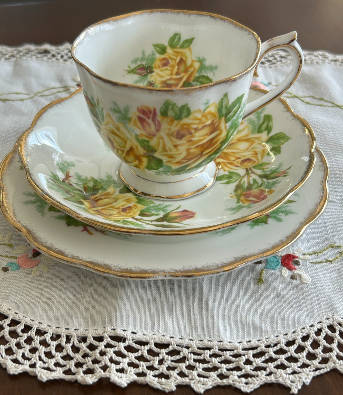 Royal Albert bone china tea cup, saucer & sideplate Trio "Tea Rose"