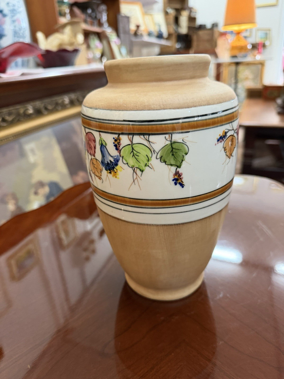 Peralba Valencia Spain Hand Painted Pottery Vase 22cm Floral Vintage Ceramic