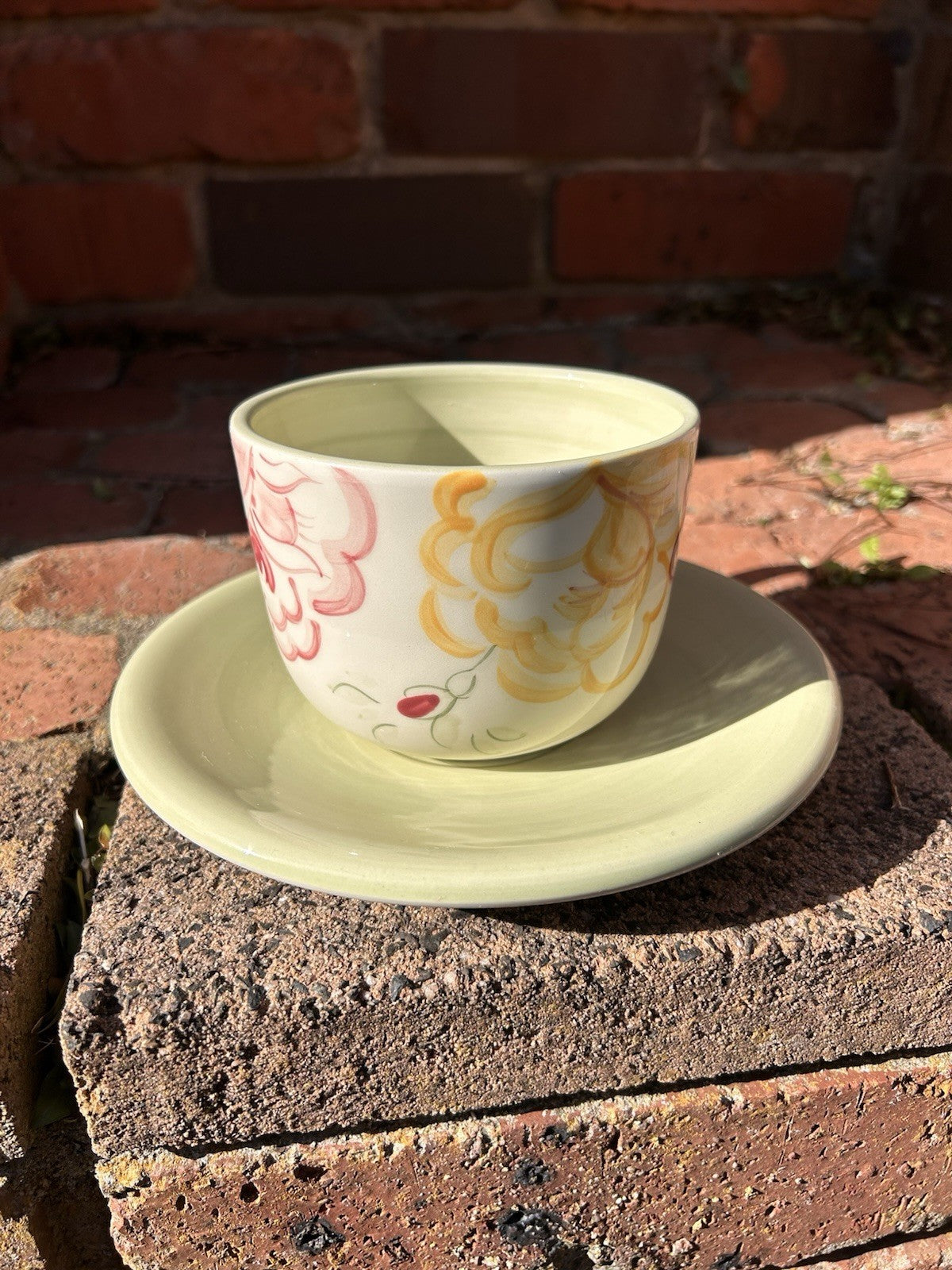 Royal Albert Rose Garden Cup & Saucer Hand Painted Earthenware Portugal 2000