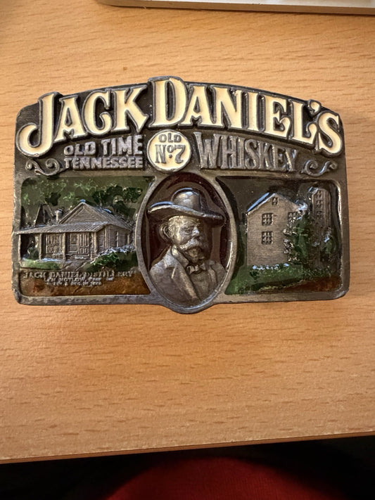 Jack Daniel’s Old No.7 1989 Bergamot Pewter Enamel Belt Buckle Lynchburg USA