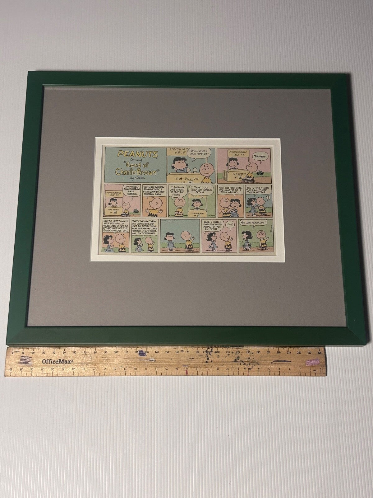 Framed 1968 Peanuts Comic Strip – Charlie Brown & Lucy “Face the Future” Schulz