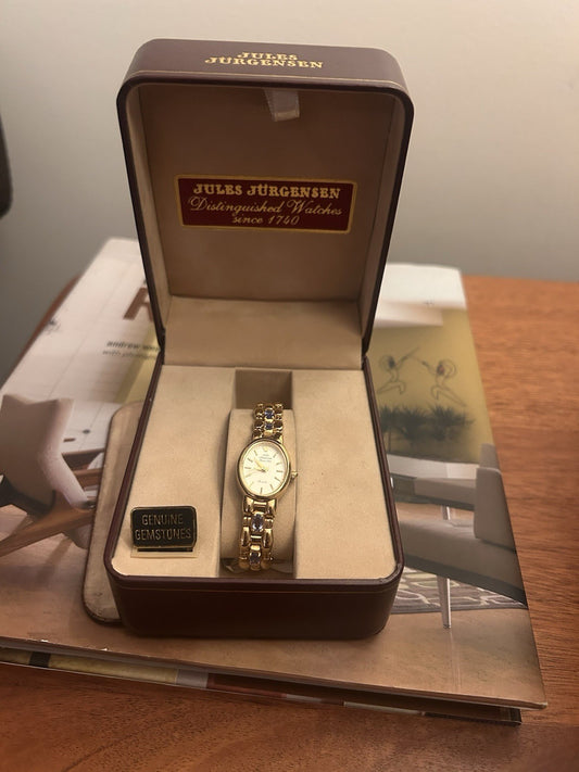 Jules Jurgensen Ladies Quartz Watch Miyota 2035 Tanzanite Boxed VTG