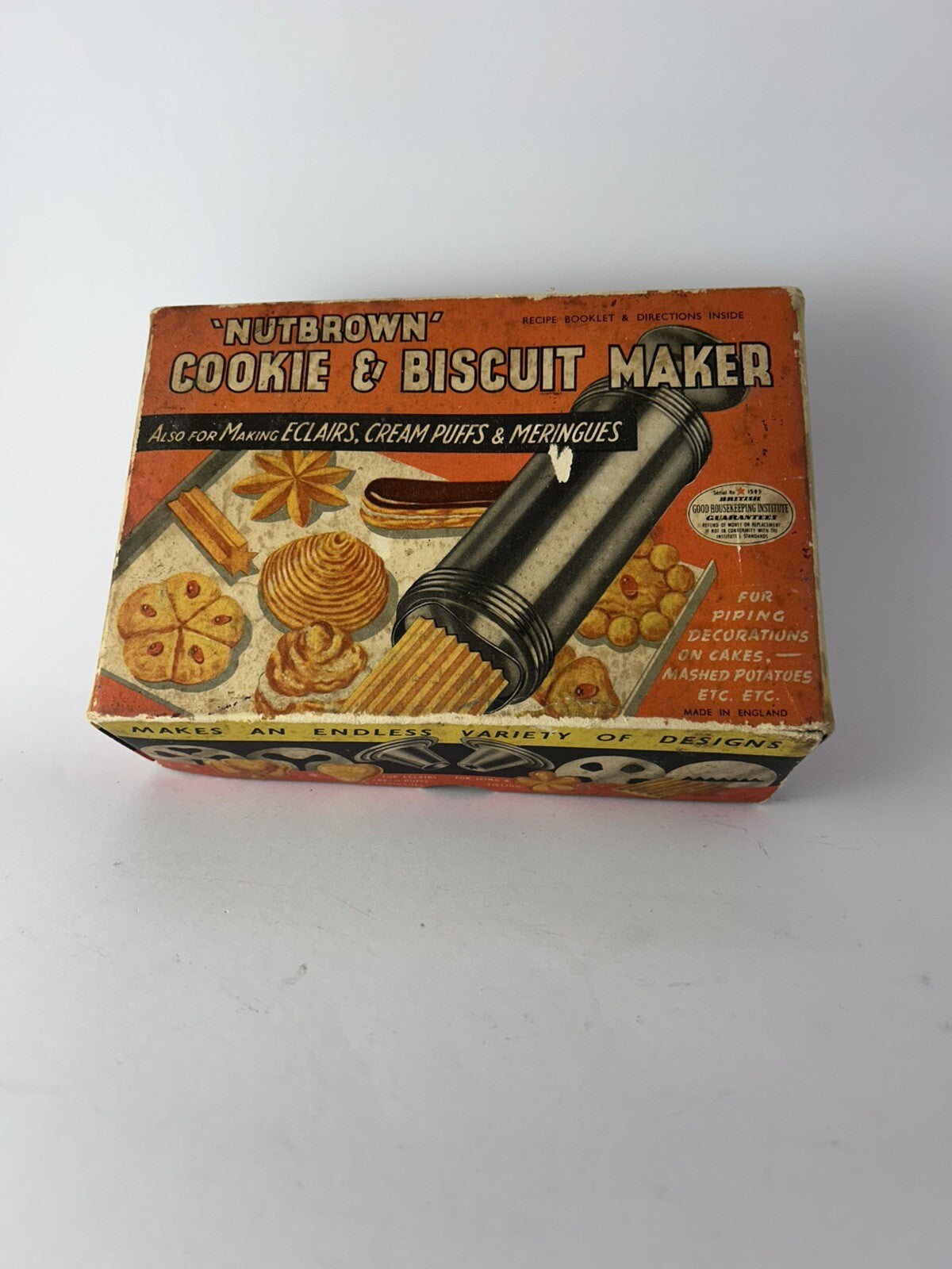 NUTBROWN Vintage Cookie & Biscuit Maker Original Box English Origin Kitchenalia 