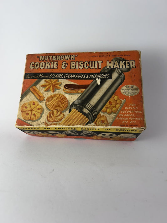 NUTBROWN Vintage Cookie & Biscuit Maker Original Box English Origin Kitchenalia 
