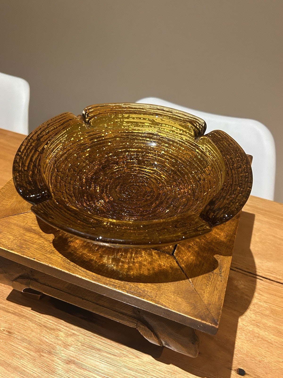 Vintage Anchor Hocking 8.5 Inch Amber Soreno Cigar/Cigarette Ashtray MCM 1960’s