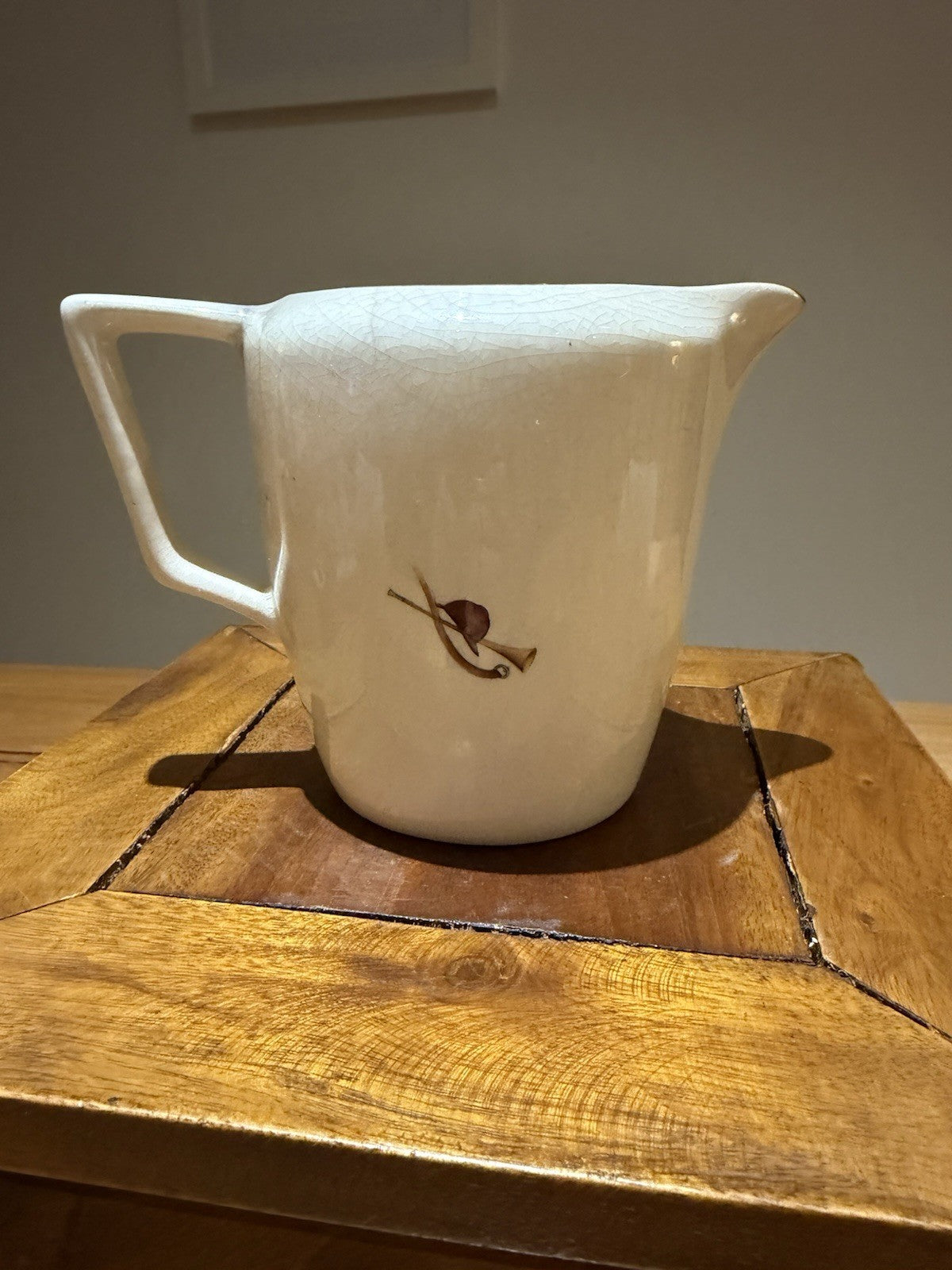 Vintage Hunting Scene Milk Jug Creamer Fox Hunt Horse Rider Ceramic
