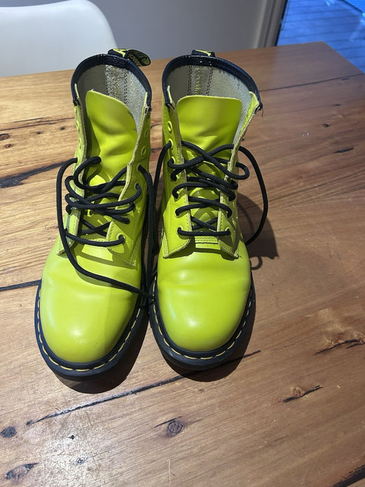 Dr. Martens 1460 Boots Neon Lime Green UK7 US8/EU41 USW9 Combat Style