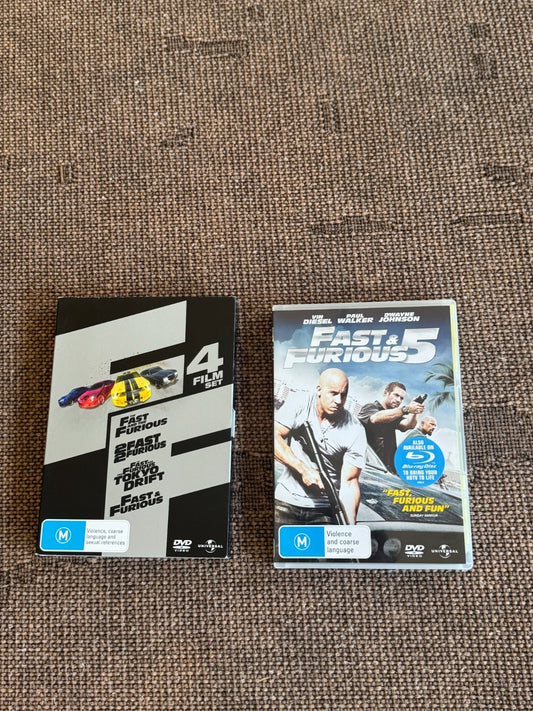 Fast & Furious DVD Bundle | 5 Films | Fast Five Tokyo Drift Action Racing