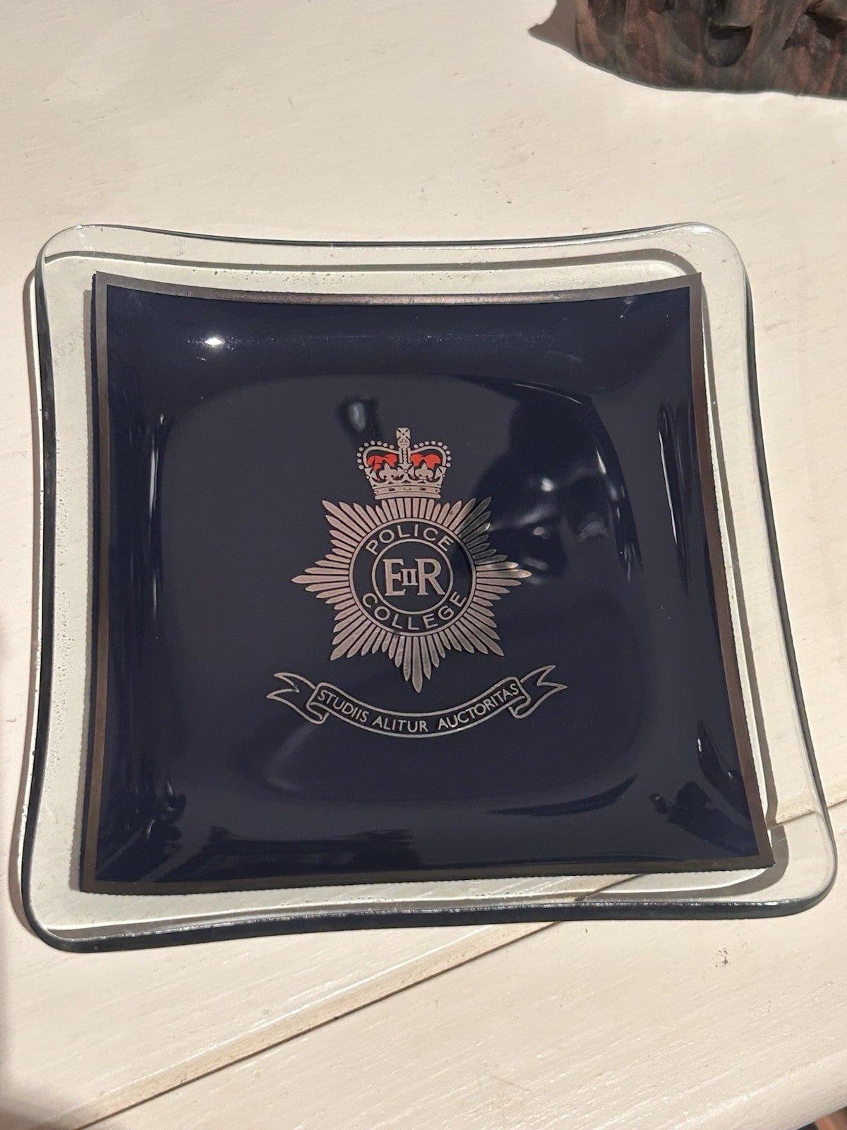 Vintage Bramshill Police Staff College Glass Dish Ashtray ERII 1960s–70s