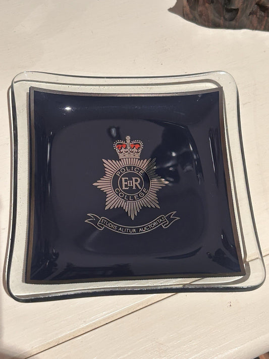 Vintage Bramshill Police Staff College Glass Dish Ashtray ERII 1960s–70s