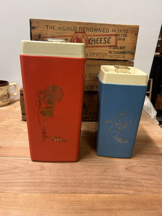 Nylex Retro 1960s Flour & Rice Canisters Set Made in Australia Kitchen