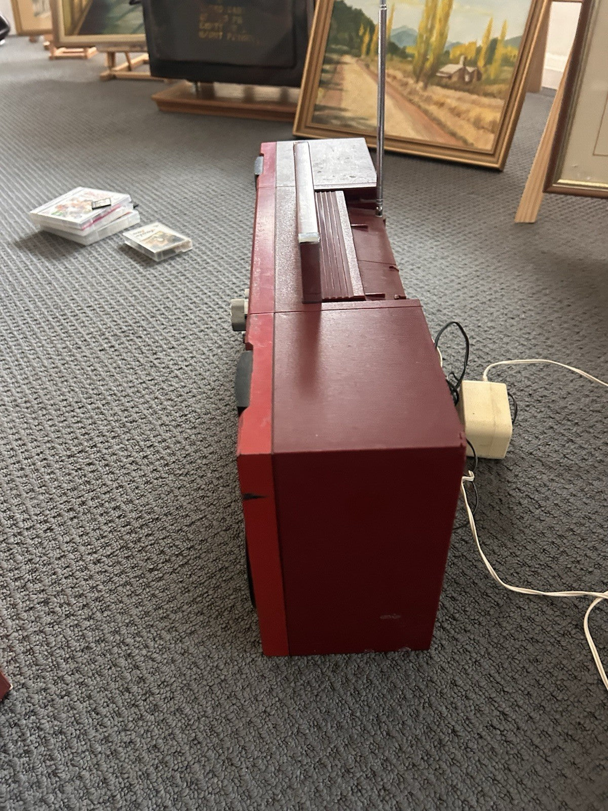 Vintage Sharp GF-A1 Red Boombox Cassette Radio | Tested & Tagged | Read Desc 